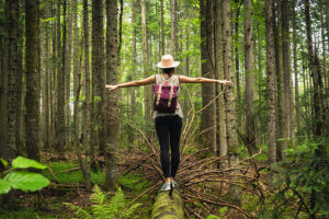 Woman In Forest Nature In Vacation